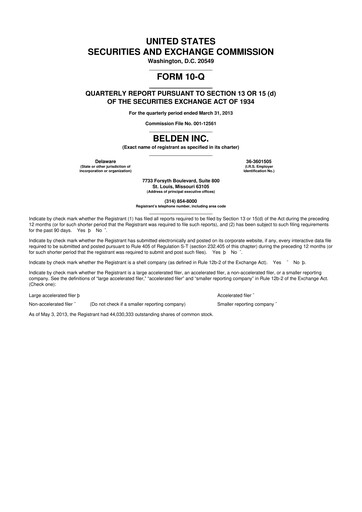 Thumbnail Belden 10-Q Quarterly Report FY2013 