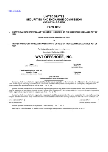 Thumbnail W&T Offshore 10-Q Quarterly Report FY2013 