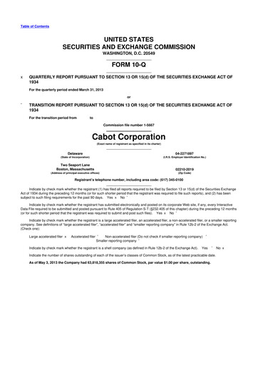 Thumbnail Cabot Corporation
 10-Q Quarterly Report FY2013 