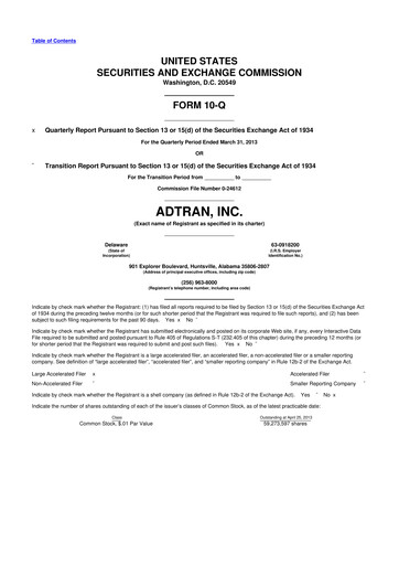 Thumbnail ADTRAN 10-Q Quarterly Report FY2013 