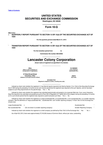 Vorschaubild The Marzetti Company 10-Q Quartalsbericht 2013 