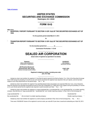 Thumbnail Sealed Air
 10-Q Quarterly Report FY2013 