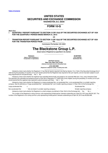 Thumbnail Blackstone Group 10-Q Quarterly Report FY2013 