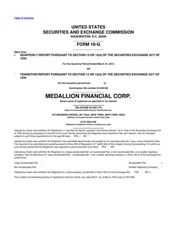 Thumbnail Medallion Financial Corp. 10-Q Quarterly Report FY 