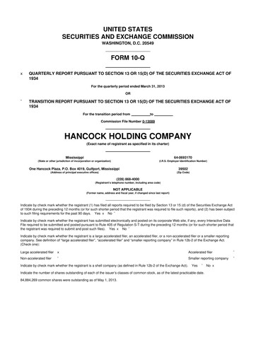 Thumbnail Hancock Whitney 10-Q Quarterly Report FY2013 