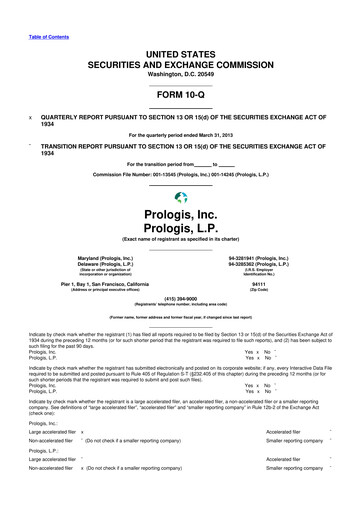 Thumbnail Prologis 10-Q Quarterly Report FY2013 