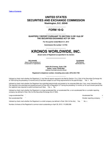 Thumbnail Kronos Worldwide 10-Q Quarterly Report FY2013 