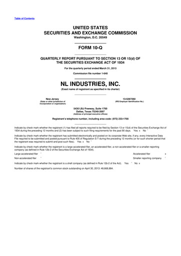 Thumbnail NL Industries 10-Q Quarterly Report FY2013 
