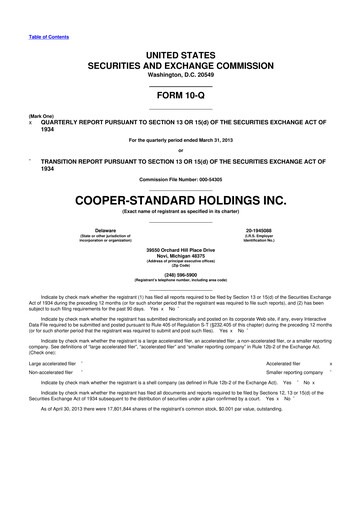 Thumbnail Cooper Standard 10-Q Quarterly Report FY2013 