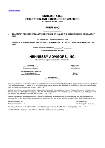 Thumbnail Hennessy Advisors 10-Q Quarterly Report FY2013 