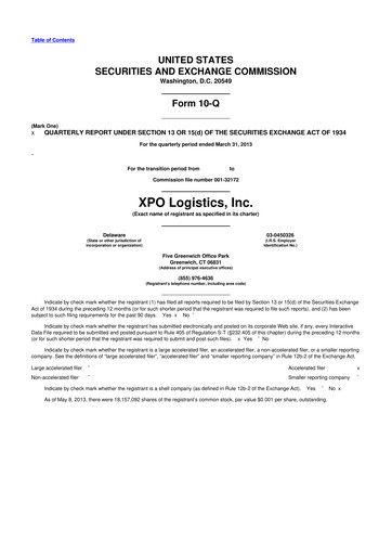 Thumbnail XPO Logistics 10-Q Quarterly Report FY2013 