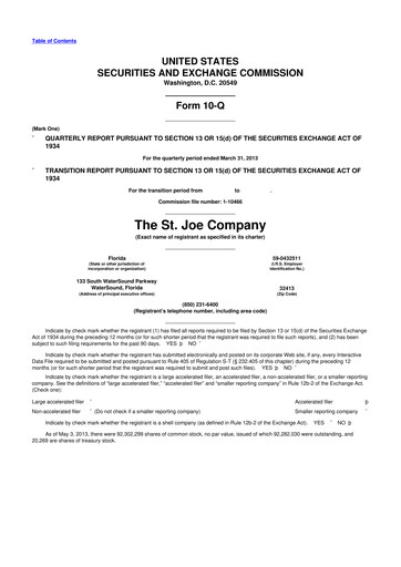 Thumbnail St. Joe Company
 10-Q Quarterly Report FY2013 