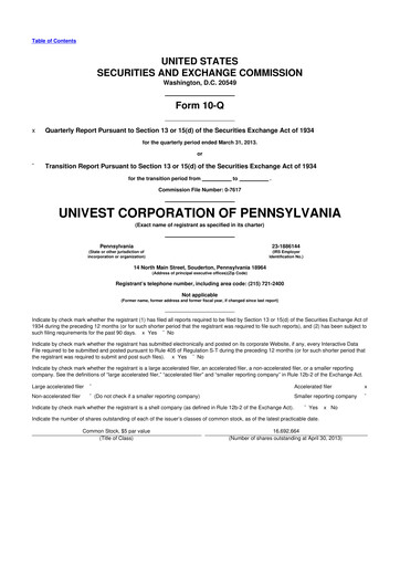 Thumbnail Univest Financial Corporation 10-Q Quarterly Report FY2013 