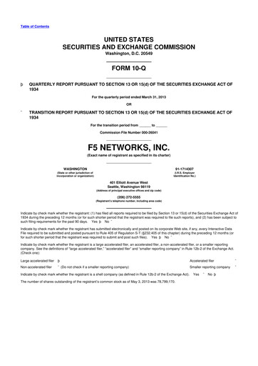 Vorschaubild F5 10-Q Quartalsbericht 2013 
