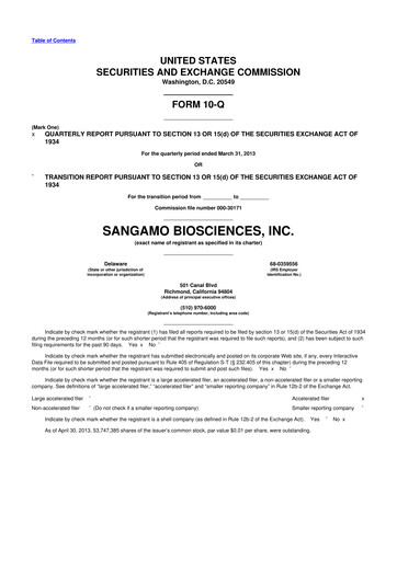 Thumbnail Sangamo Therapeutics
 10-Q Quarterly Report FY2013 