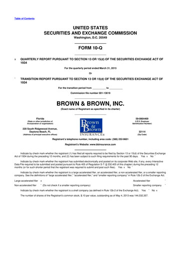 Thumbnail Brown & Brown
 10-Q Quarterly Report FY2013 