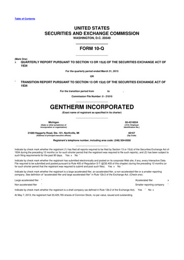 Vorschaubild Gentherm 10-Q Quartalsbericht 2013 