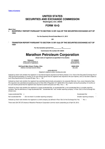 Thumbnail Marathon Petroleum 10-Q Quarterly Report FY2013 
