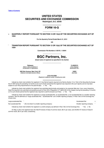 Thumbnail BGC Group
 10-Q Quarterly Report FY2013 