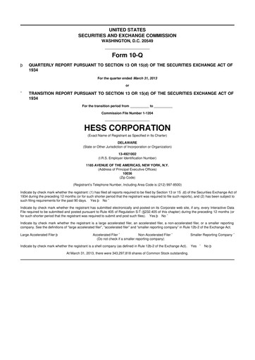 Vorschaubild Hess 10-Q Quartalsbericht 2013 