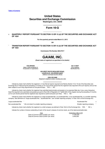 Thumbnail Gaia 10-Q Quarterly Report FY2013 