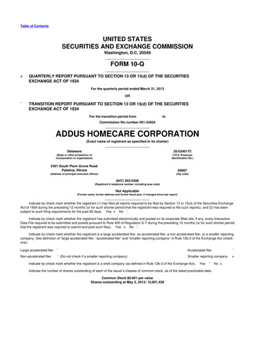 Vorschaubild 
Addus HomeCare 10-Q Quartalsbericht 2013 