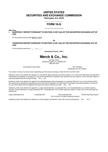 Miniature Merck 10-Q Rapport trimestriel 2013 