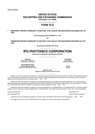 Thumbnail IPG Photonics 10-Q Quarterly Report FY2013 