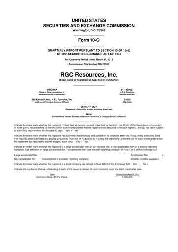 Miniature RGC Resources 10-Q Rapport trimestriel 2013 