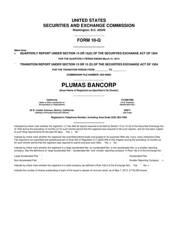 Vorschaubild Plumas Bancorp 10-Q Quartalsbericht 2013 