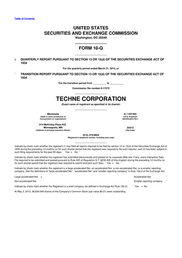 Miniature Bio-Techne 10-Q Rapport trimestriel 2013 