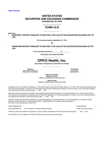 Thumbnail OPKO Health
 10-Q Quarterly Report FY2013 