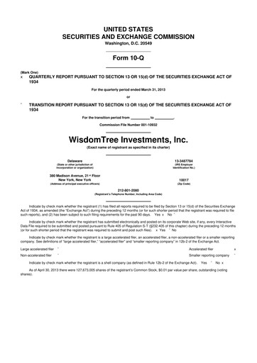 Thumbnail WisdomTree
 10-Q Quarterly Report FY2013 