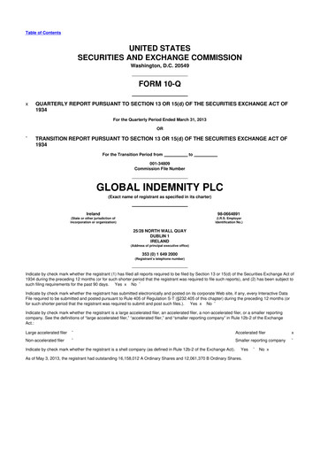 Thumbnail Global Indemnity 10-Q Quarterly Report FY2013 