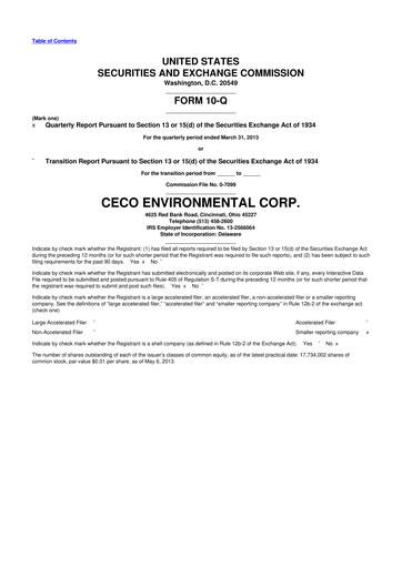 Thumbnail CECO Environmental
 10-Q Quarterly Report FY2013 