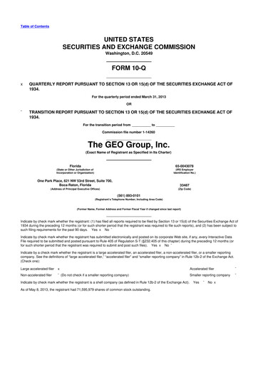 Thumbnail Geo Group 10-Q Quarterly Report FY2013 