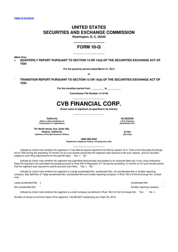 Thumbnail CVB Financial 10-Q Quarterly Report FY2013 