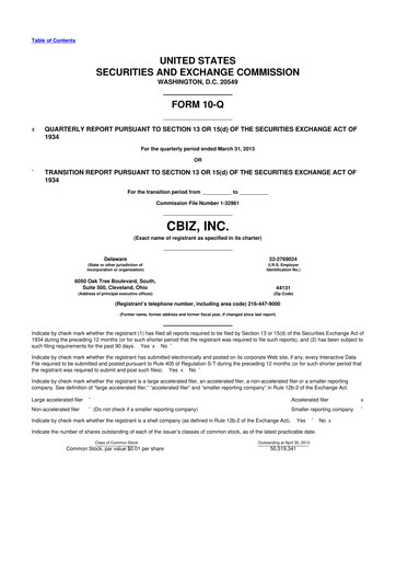 Thumbnail CBIZ 10-Q Quarterly Report FY2013 