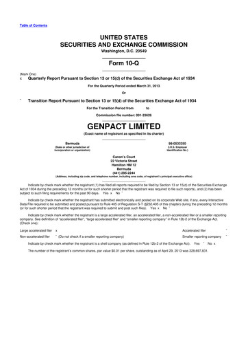 Vorschaubild Genpact 10-Q Quartalsbericht 2013 