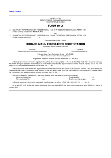 Vorschaubild Horace Mann Educators 10-Q Quartalsbericht 2013 