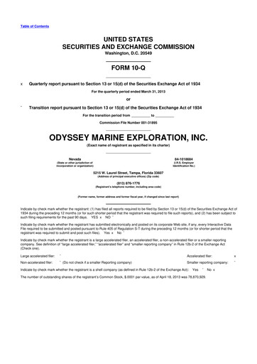Thumbnail Odyssey Marine Exploration 10-Q Quarterly Report FY2013 