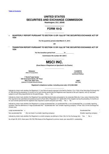 Vorschaubild MSCI 10-Q Quartalsbericht 2013 