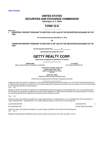 Thumbnail Getty Realty 10-Q Quarterly Report FY2013 