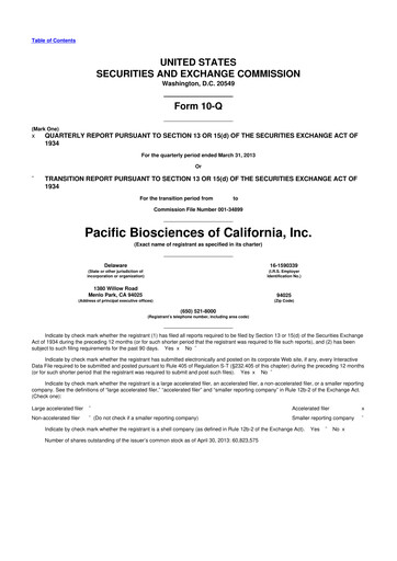Thumbnail Pacific Biosciences
 10-Q Quarterly Report FY2013 