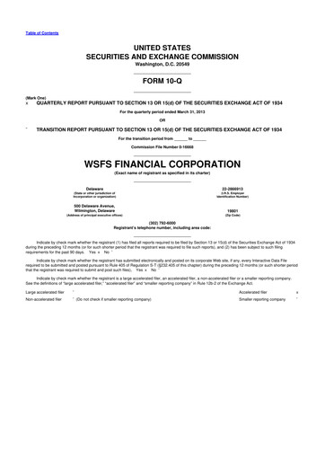 Thumbnail WSFS Financial 10-Q Quarterly Report FY2013 