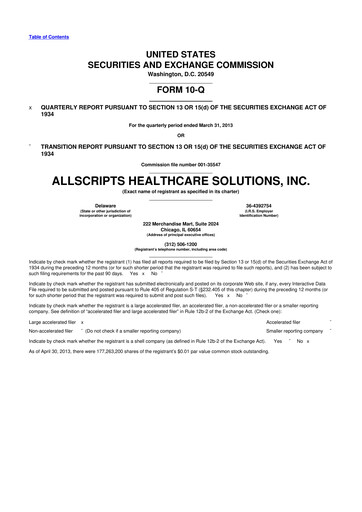 Thumbnail Veradigm 10-Q Quarterly Report FY2013 