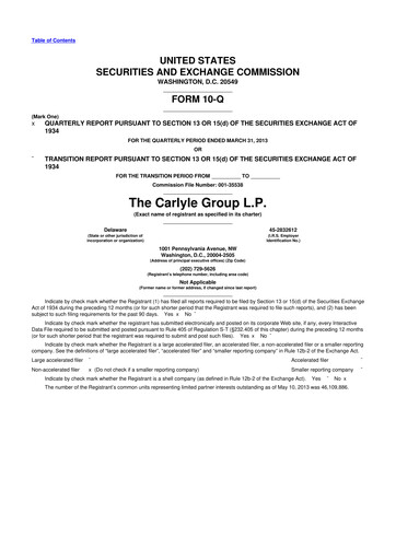 Thumbnail Carlyle Group 10-Q Quarterly Report FY2013 