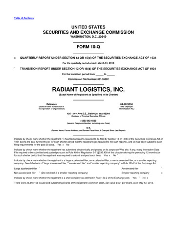 Thumbnail Radiant Logistics
 10-Q Quarterly Report FY2013 