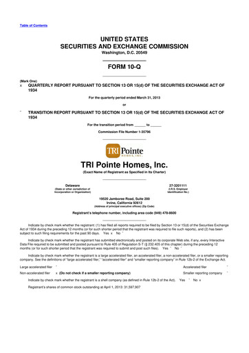 Vorschaubild Tri Pointe Homes 10-Q Quartalsbericht  