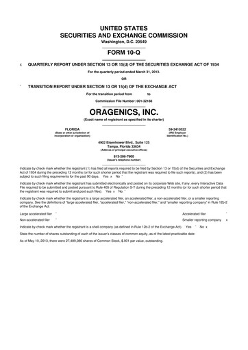 Thumbnail Oragenics 10-Q Quarterly Report FY2013 